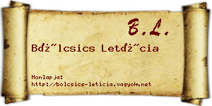 Bölcsics Letícia névjegykártya